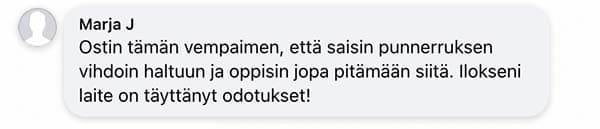 Asiakaspalaute: "Ostin tämän vempaimen, että saisin punnerruksen vihdoin haltuun ja oppisin jopa pitämään siitä. Ilokseni laite on täyttänyt odotukset!"