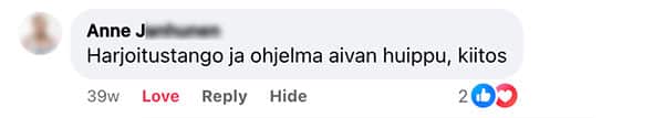 Asiakaspalaute: "Harjoitustango ja ohjelma aivan huippu, kiitos"