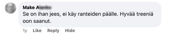 Asiakaspalaute: "Se on ihan jees, ei käy ranteiden päällä. Hyvää treeniä oon saanut."