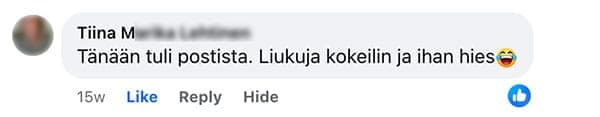Asiakaspalaute: "Tänään tuli postista. Liukuja kokeilin ja ihan hies"