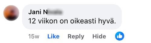 Asiakaspalaute: "12 viikon on oikeasti hyvä."