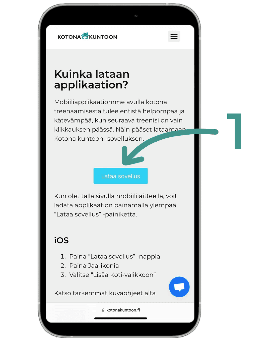 iOS: Lataa sovellus -painike